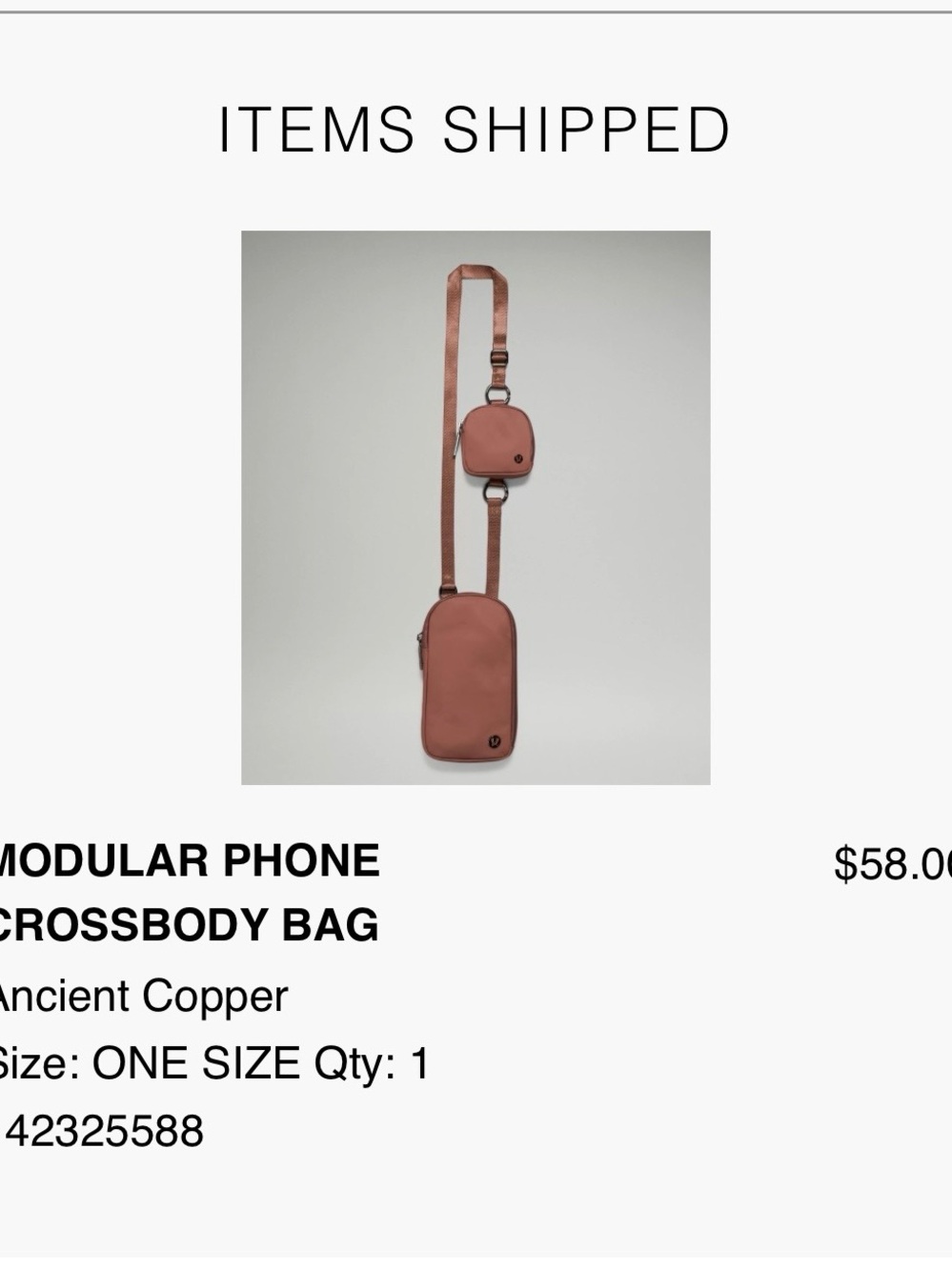 lululemon athletica modular crossbody phone bag - copper